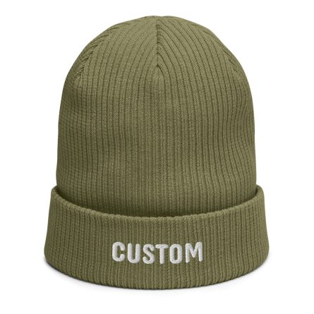 Personalize Embroidered Text Organic Ribbed Beanie - Image 5