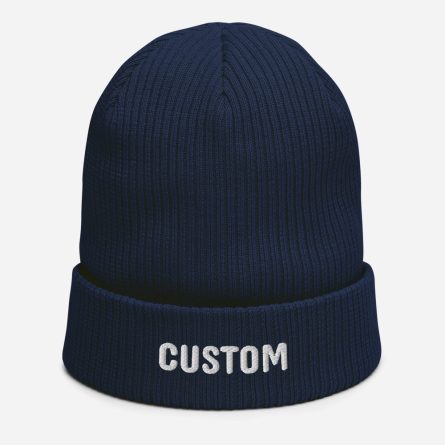 Personalize Embroidered Text Organic Ribbed Beanie - Image 2