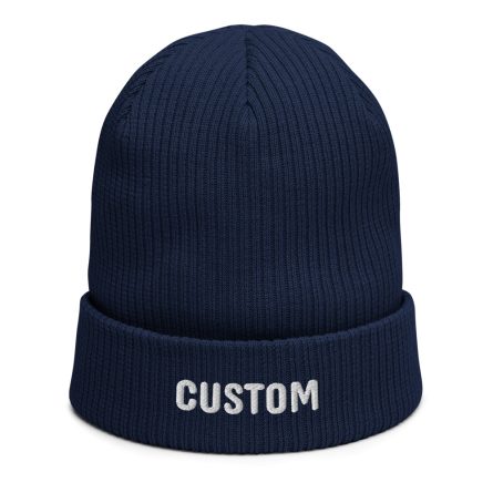 Personalize Embroidered Text Organic Ribbed Beanie - Image 4