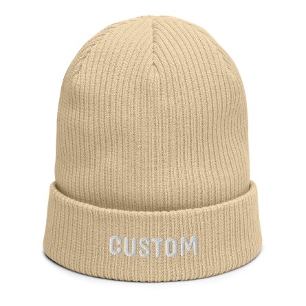 Personalize Embroidered Text Organic Ribbed Beanie - Image 6